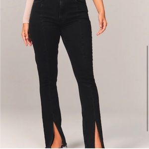 Abercrombie Jeans: High Rise Black Skinny Split Hem Jeans